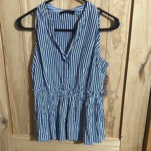 Ivanka Trump Blue and White Smocked Blouse